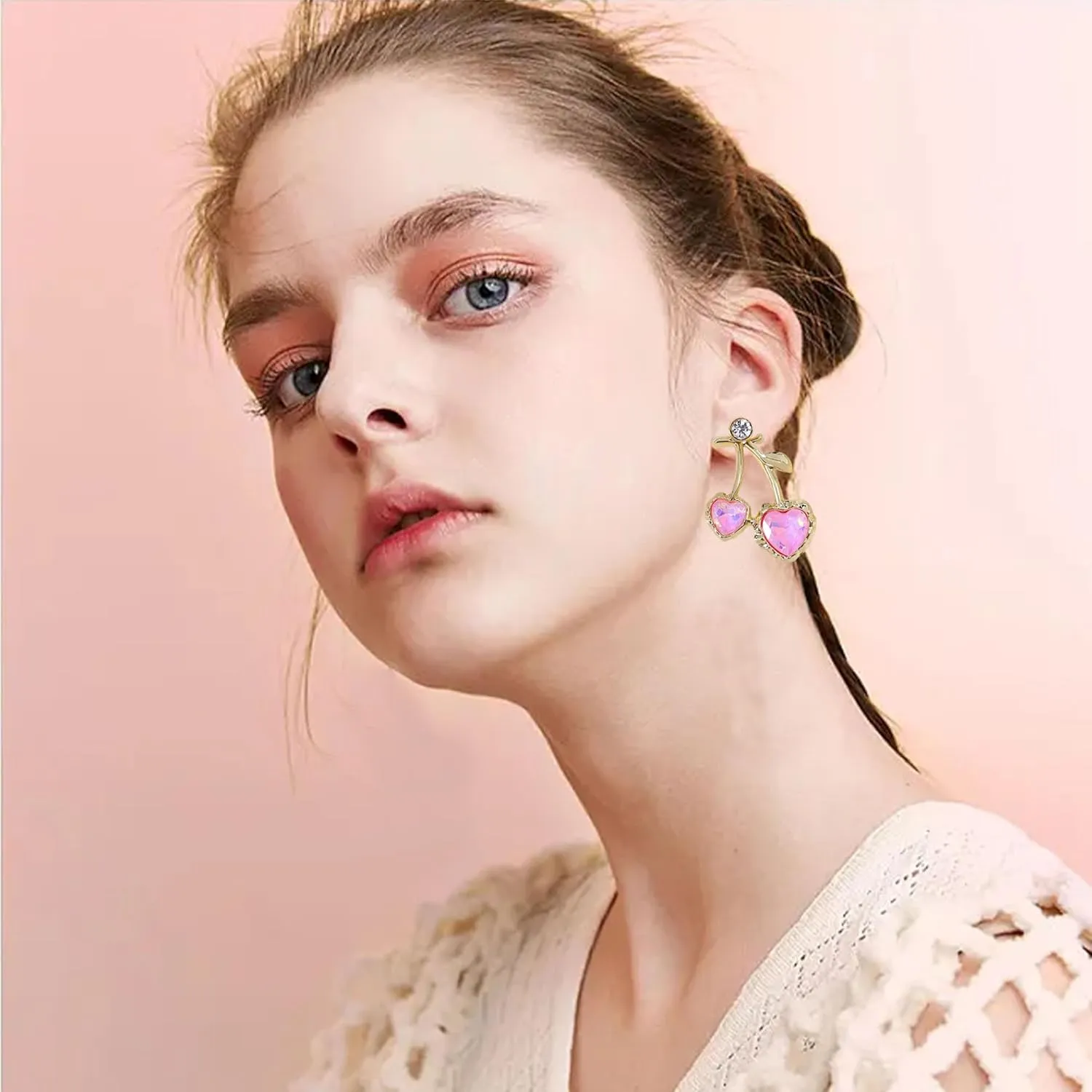 3D Cherry Earrings for Women Red Cute Fruit Earrings Cherry Accessories Christmas Jewelry
