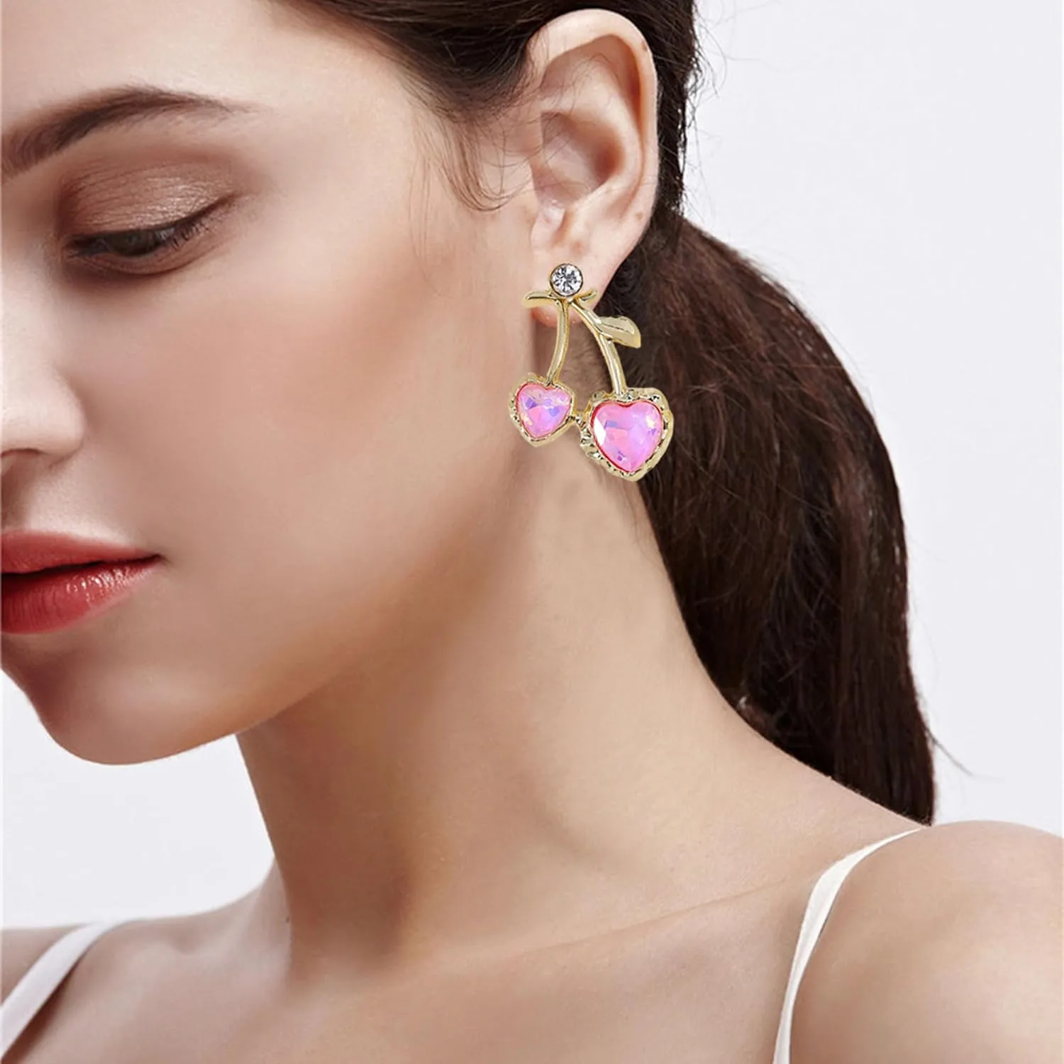3D Cherry Earrings for Women Red Cute Fruit Earrings Cherry Accessories Christmas Jewelry