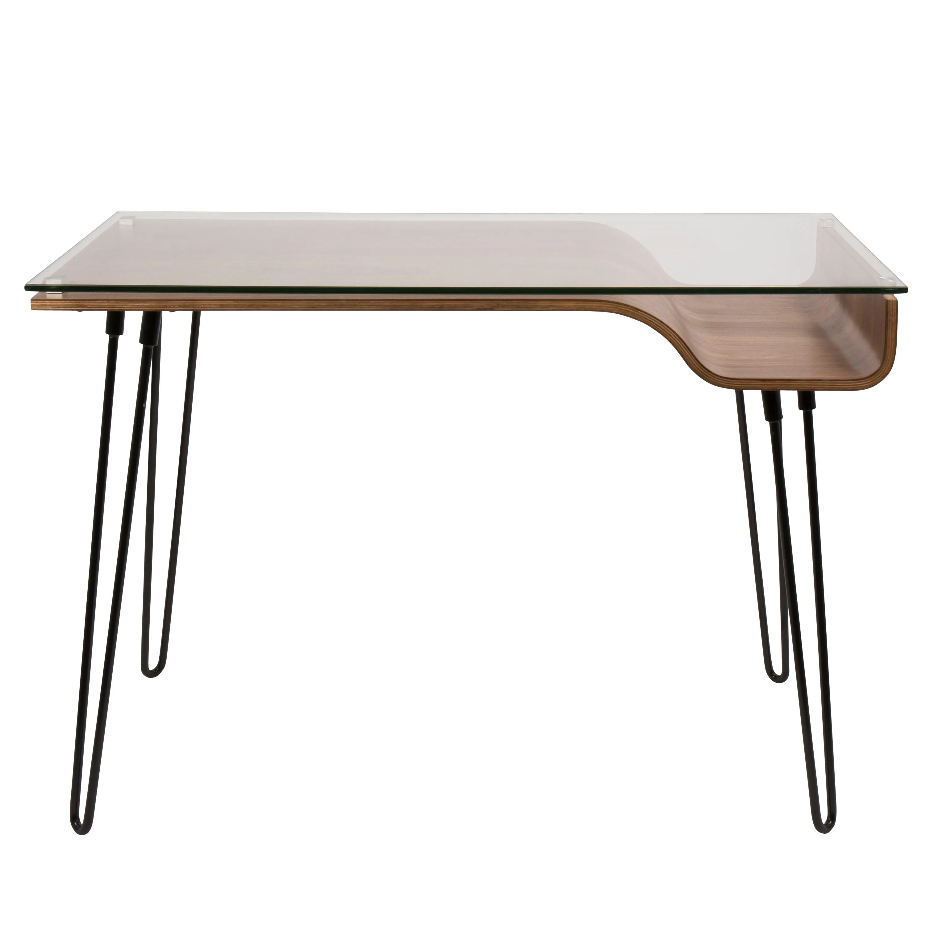 Avery - Mid-Century Modern Desk - Walnut / Clear / Black by Couch.com