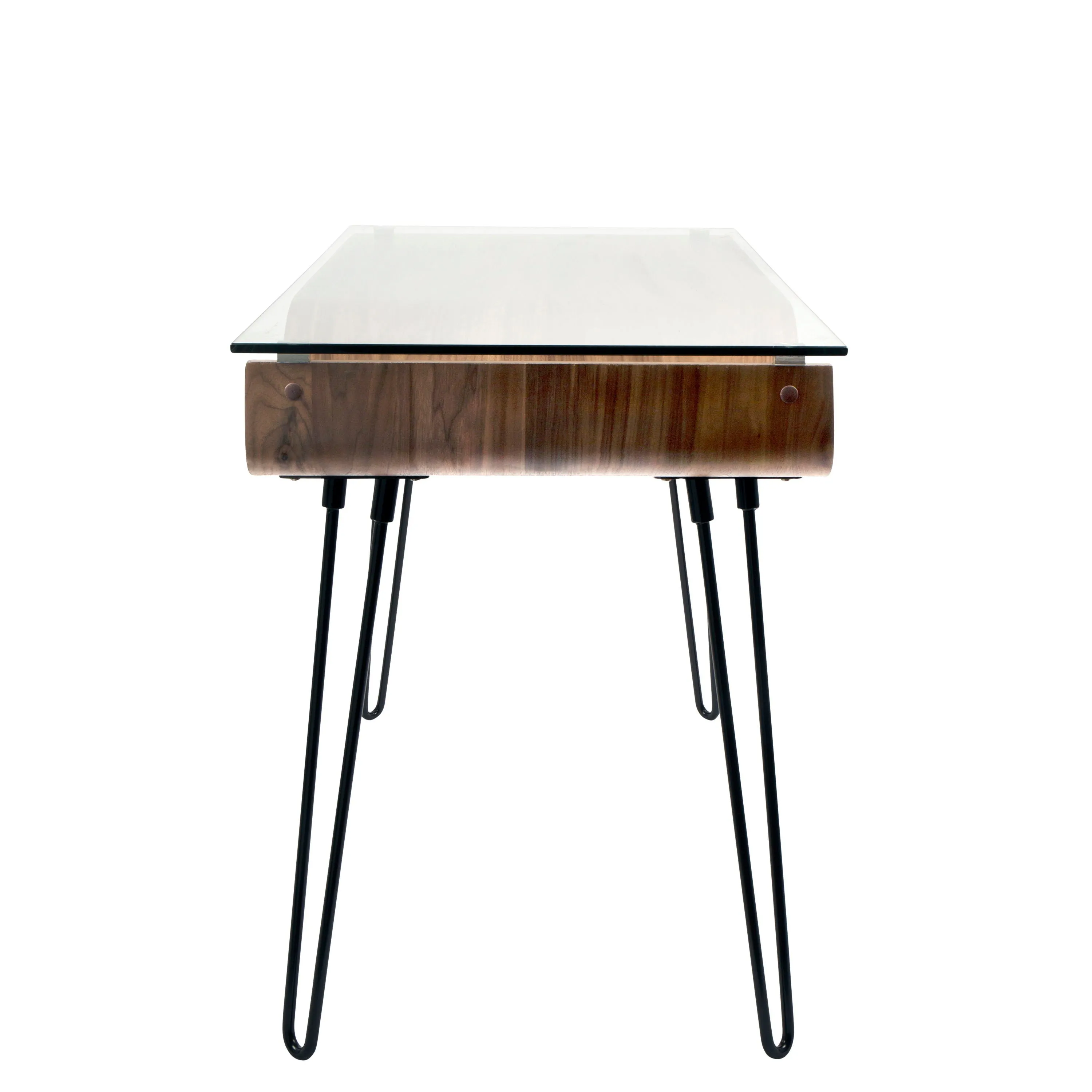 Avery - Mid-Century Modern Desk - Walnut / Clear / Black by Couch.com