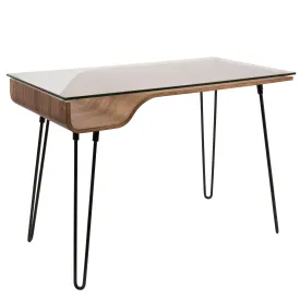 Avery - Mid-Century Modern Desk - Walnut / Clear / Black by Couch.com