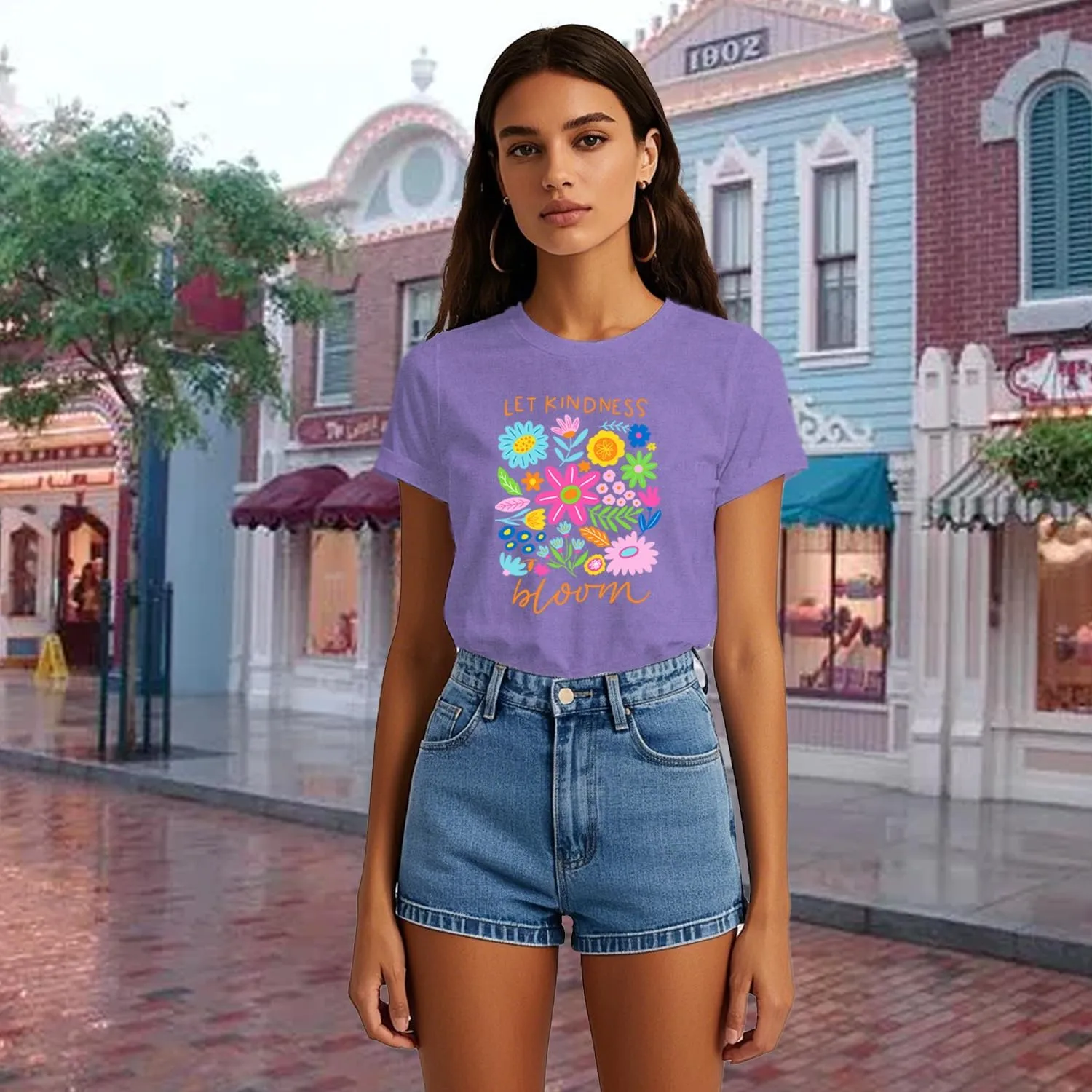 Be Kind Shirt Women Let Kindness Bloom T-Shirts Cute Floral Tee Tops