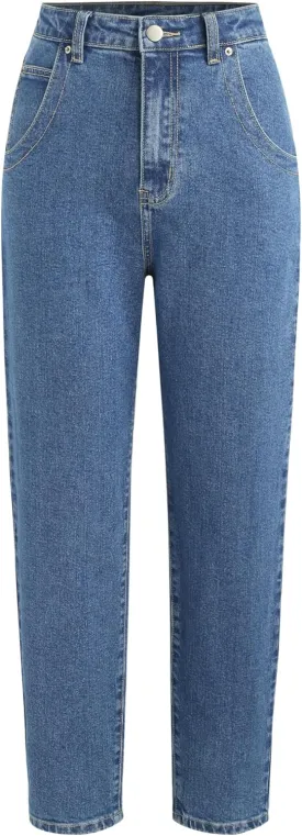 CIDER Women High Waist Tapered Leg Denim Cropped Regular Fit Katherine Stretch Jeans Pants