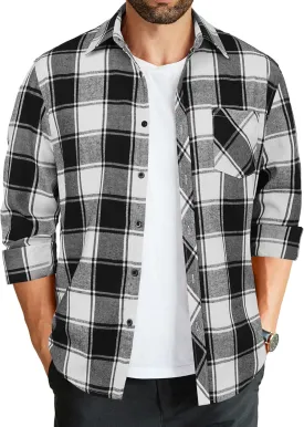 COOFANDY Men's Flannel Plaid Shirts Long Sleeve Button Down Shirts Casual Fall Shirt Jacket