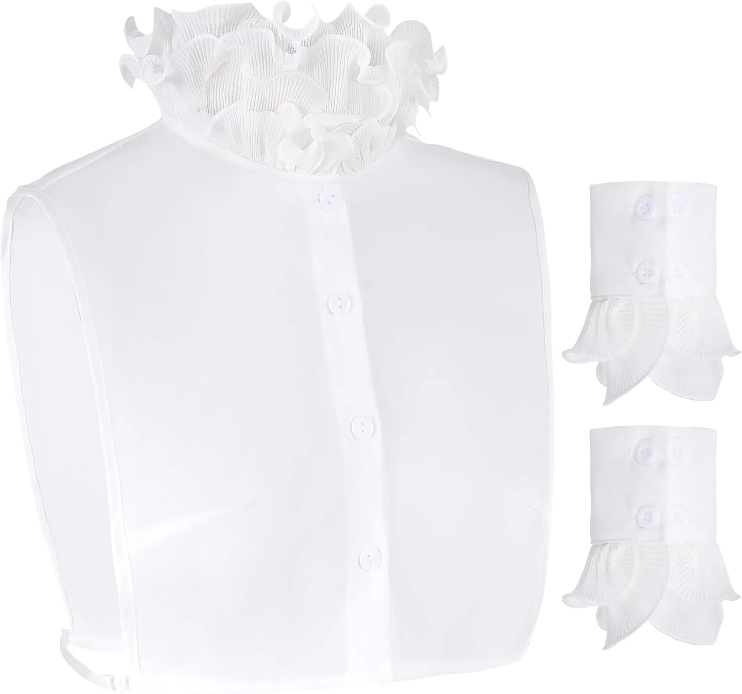 Fake Collar Half Shirt Detachable Dickey Collar Cuff Chiffon Blouse Half Shirts False Collar for Sweater Coat