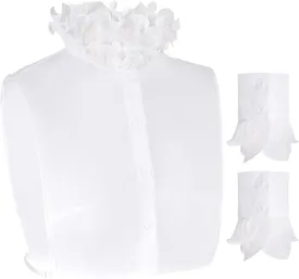 Fake Collar Half Shirt Detachable Dickey Collar Cuff Chiffon Blouse Half Shirts False Collar for Sweater Coat