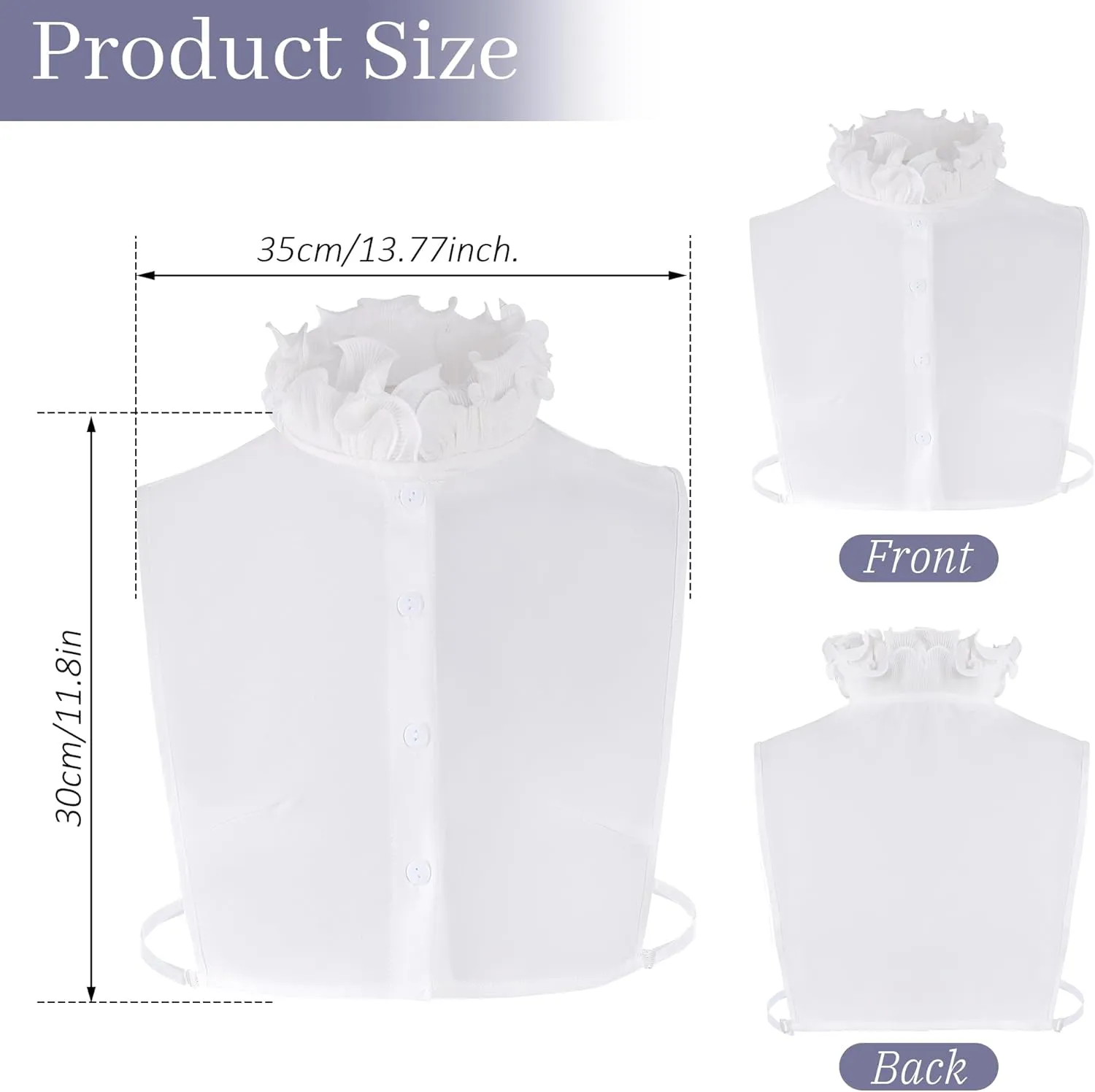 Fake Collar Half Shirt Detachable Dickey Collar Cuff Chiffon Blouse Half Shirts False Collar for Sweater Coat