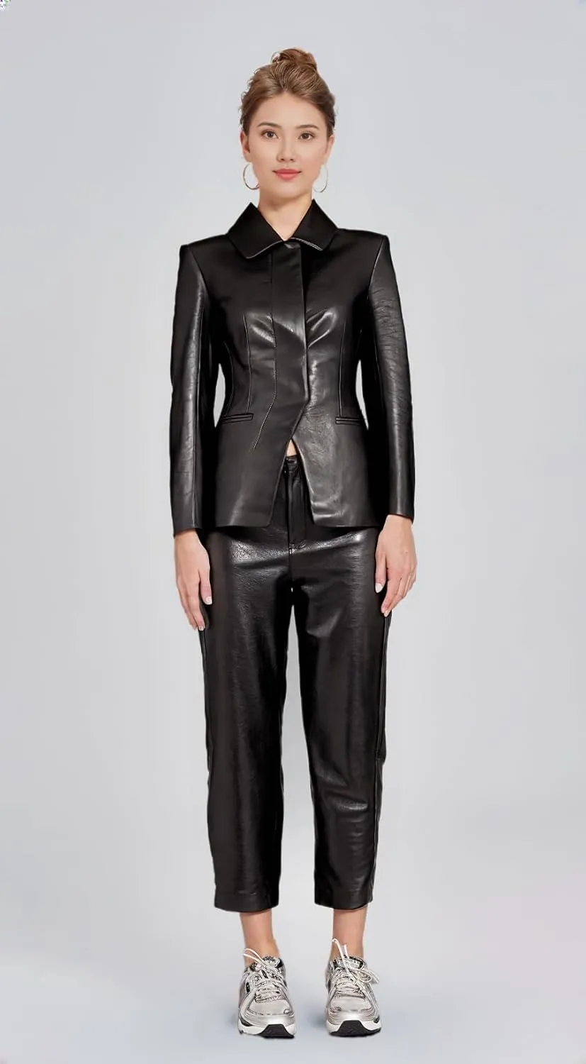 Fantus Grey, Black, Red, and Tan Blazer Coat Genuine Leather Jacket for Women Coat Style Slim Fit