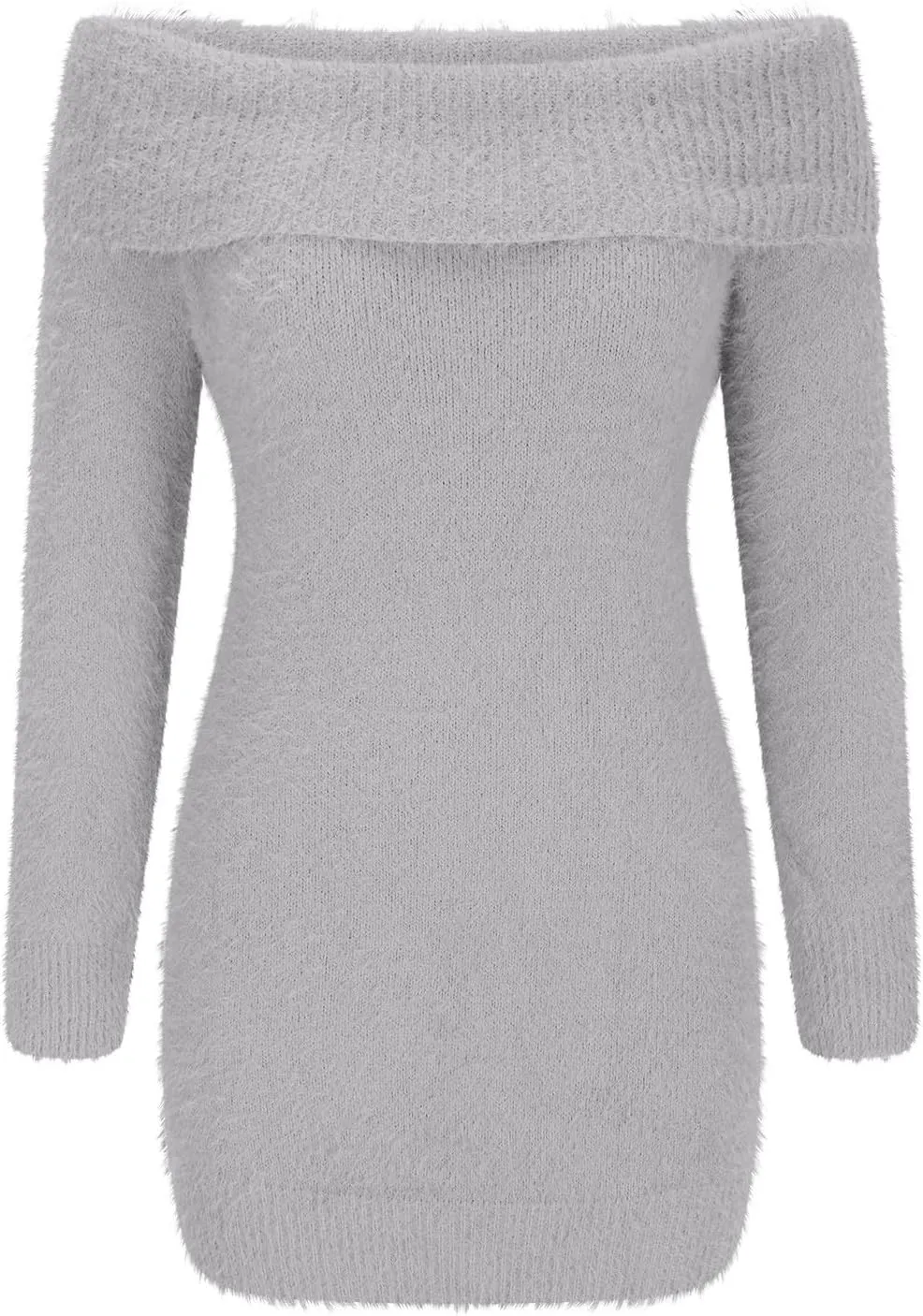 HGps8w Women's Off The Shoulder Sweater Dress Elegant Long Slleve Bodycon Mini Dress Fall Winter Fuzzy Warm Sweaters