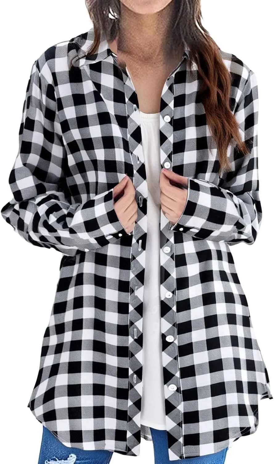 Lightweight Cardigan for Women Fall Fashion 2025 Kimono Plaid Open Front Oversized Coat Tops Casual Comfy Blouse