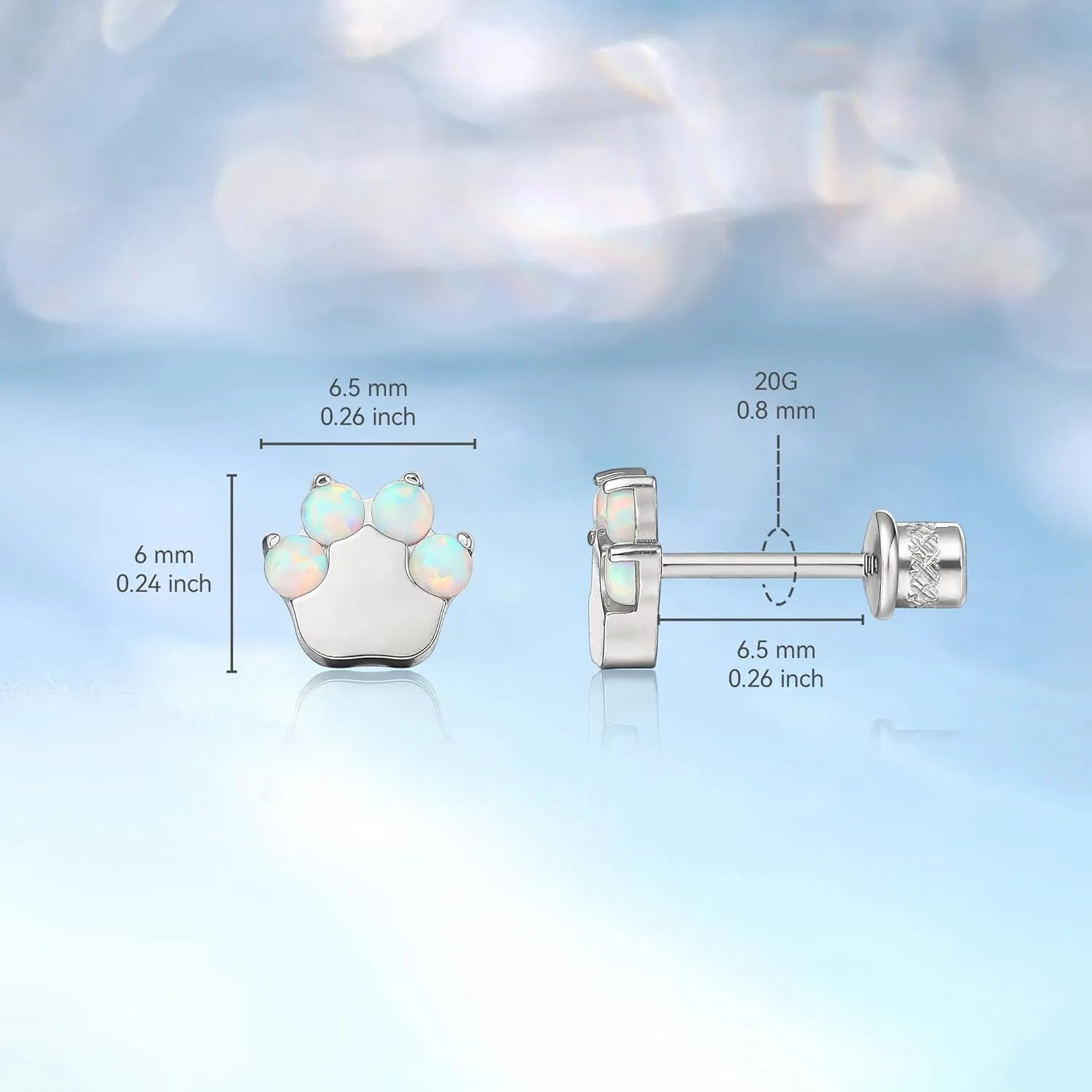 limerencia Hypoallergenic G23 Implant Grade Titanium Screw Back Earrings Tragus 20G Helix F136 Piercing Post for Sensitive Ears Cartilage