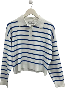 MANGO White Collar Striped Jumper UK M