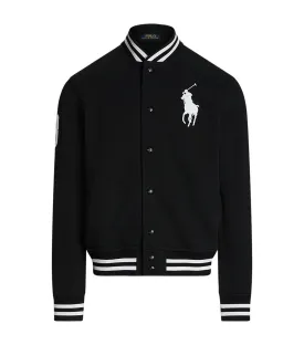 Men's Big Pony Fleece Baseball Jacket Polo Black