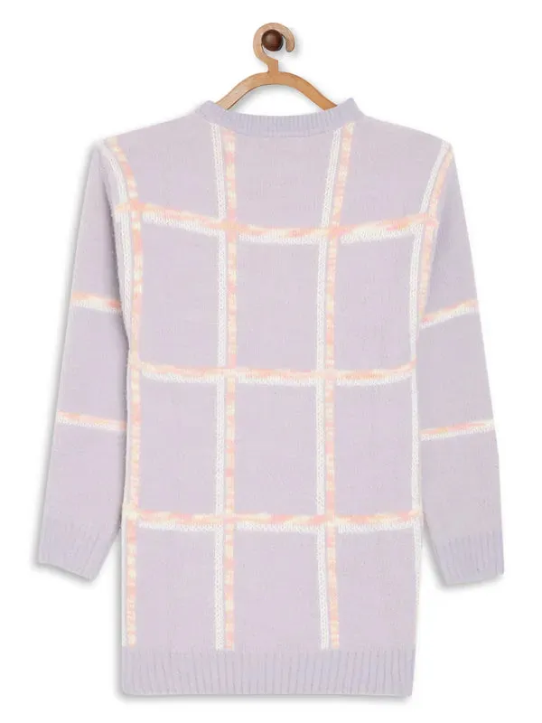 Mettle Girls Lavender  White Checked Pullover