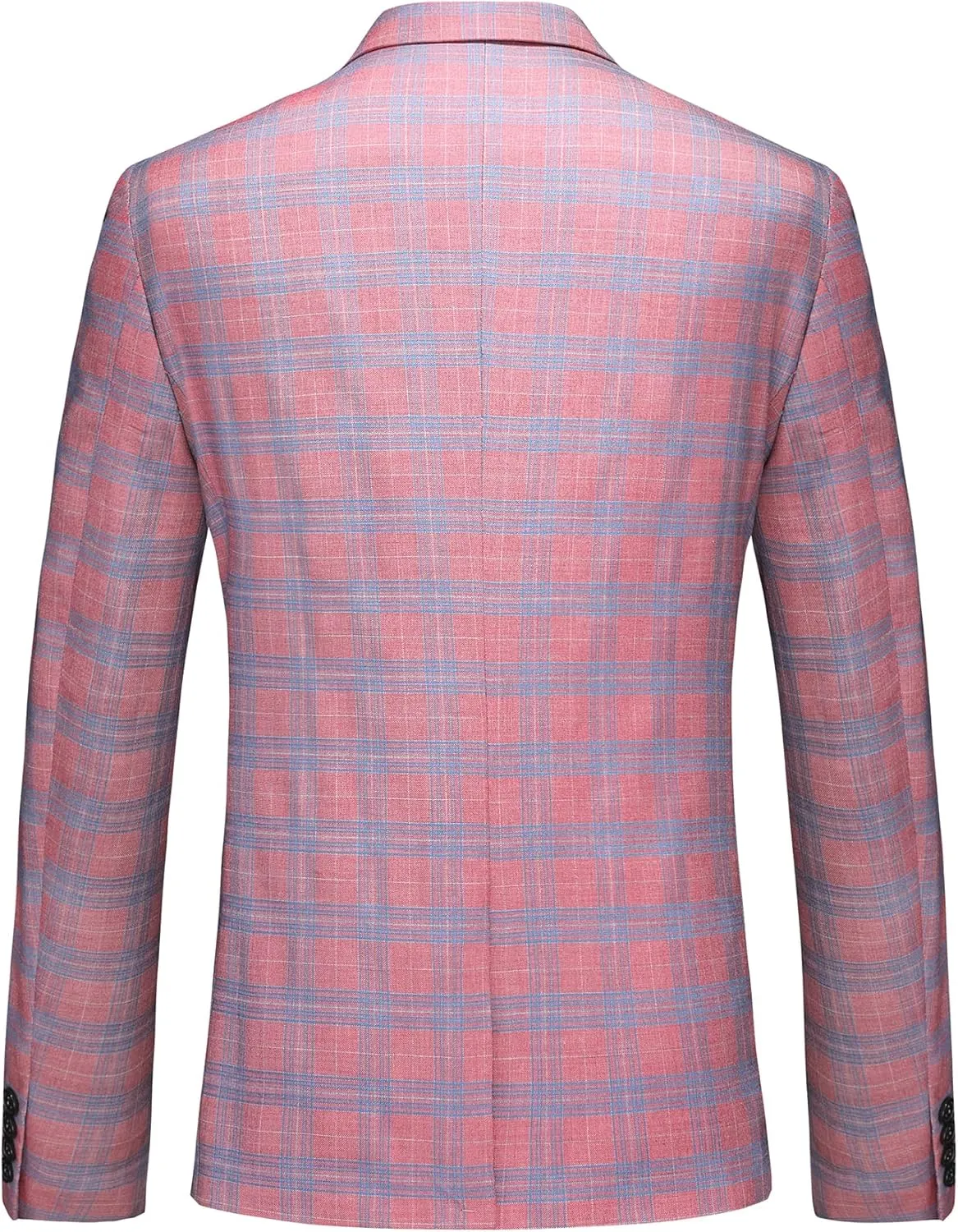 MOGU Mens 3 Piece Slim Fit Plaid Suit Blazer Jacket Vest Pants