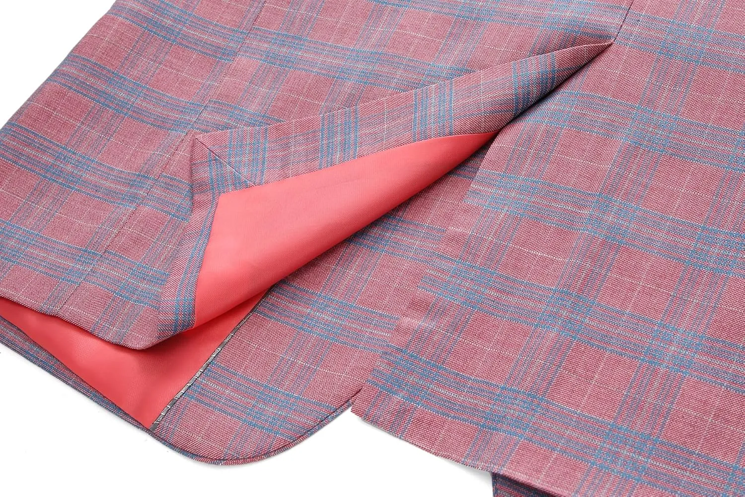 MOGU Mens 3 Piece Slim Fit Plaid Suit Blazer Jacket Vest Pants