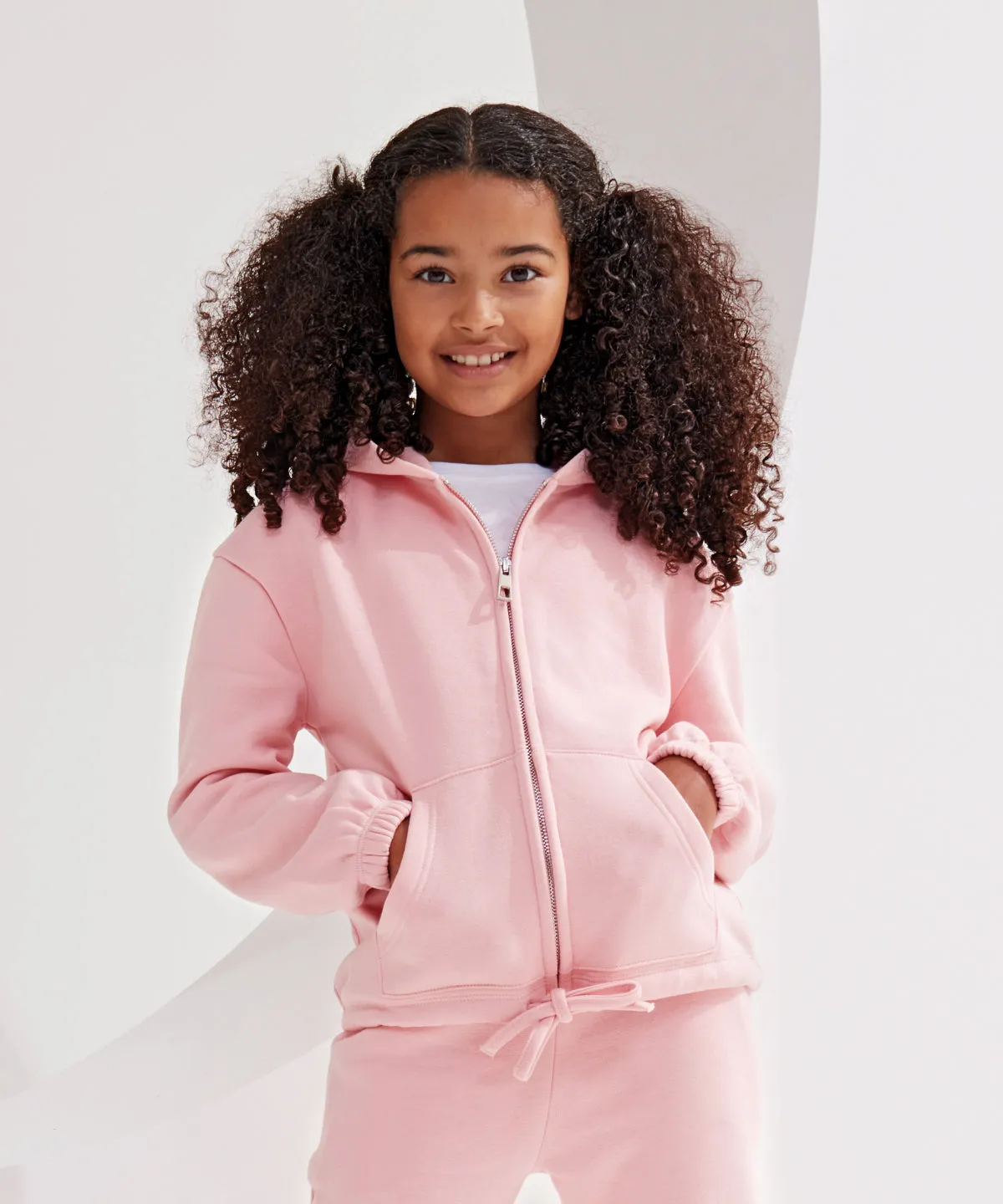 Navy - Kids TriDri® recycled cropped oversize full-zip hoodie