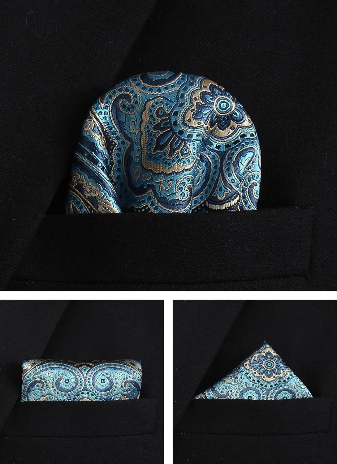 Paisley Floral Mens Tie Formal Necktie Pocket Squares Ties Clips Cufflinks Classic for Men Set