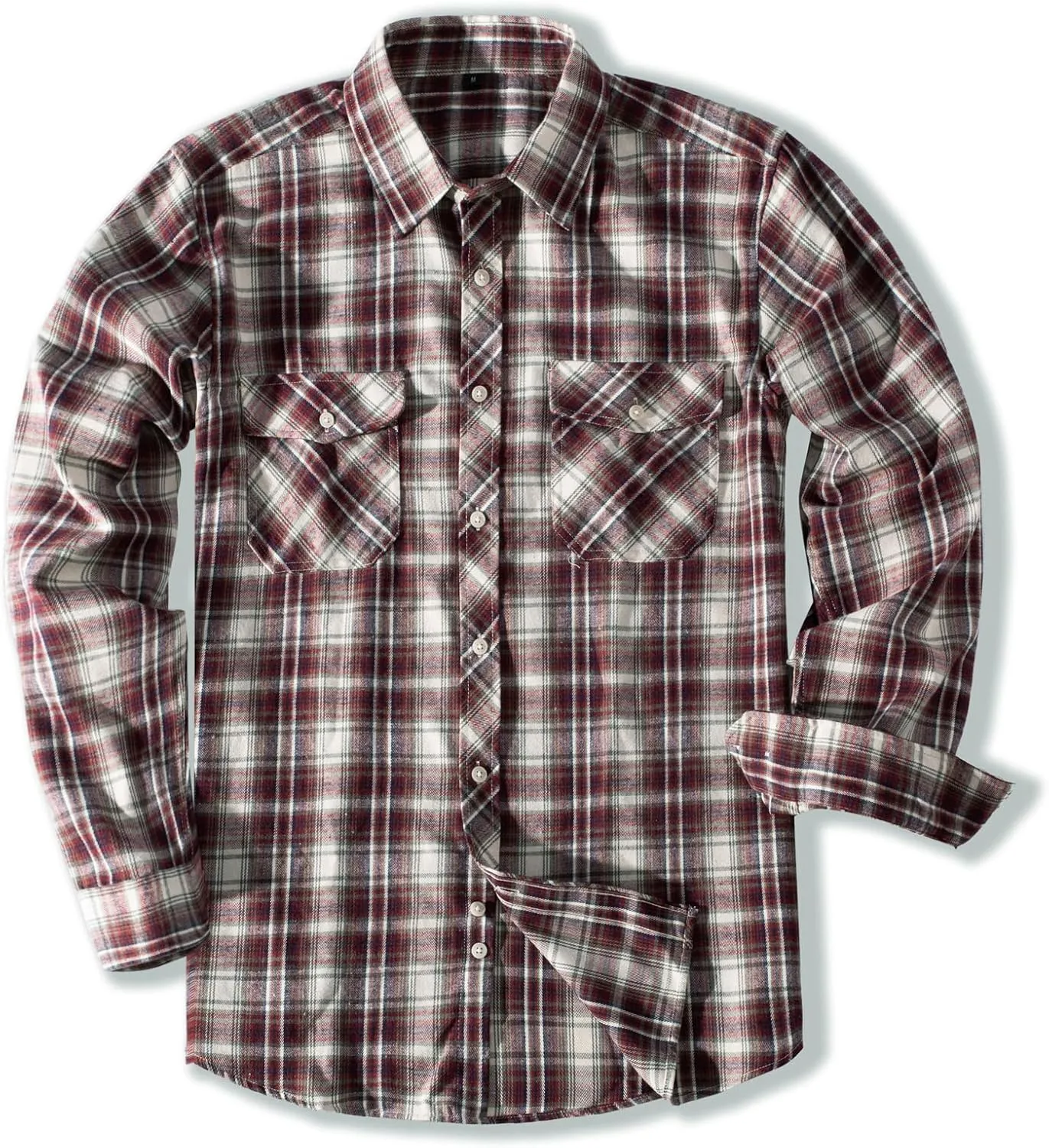 PJ PAUL JONES Mens Flannel Plaid Shirt Casual Long Sleeve Button Down Shirts with Pockets