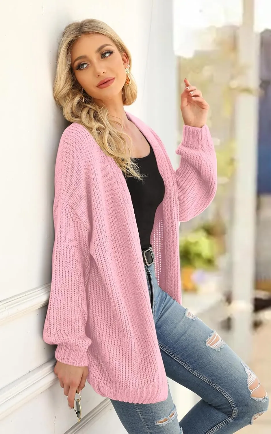 PRETTYGARDEN Women's Long Sleeve Open Front Knit Cardigans Sweaters Soft Loose Draped Coat Outerwear