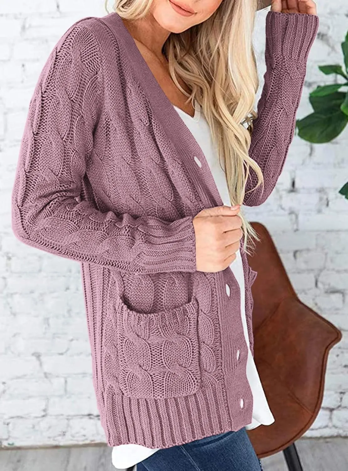 PRETTYGARDEN Women's Open Front Cardigan Sweaters Fall Fashion Button Down Cable Knit Chunky Winter Outerwear Coats
