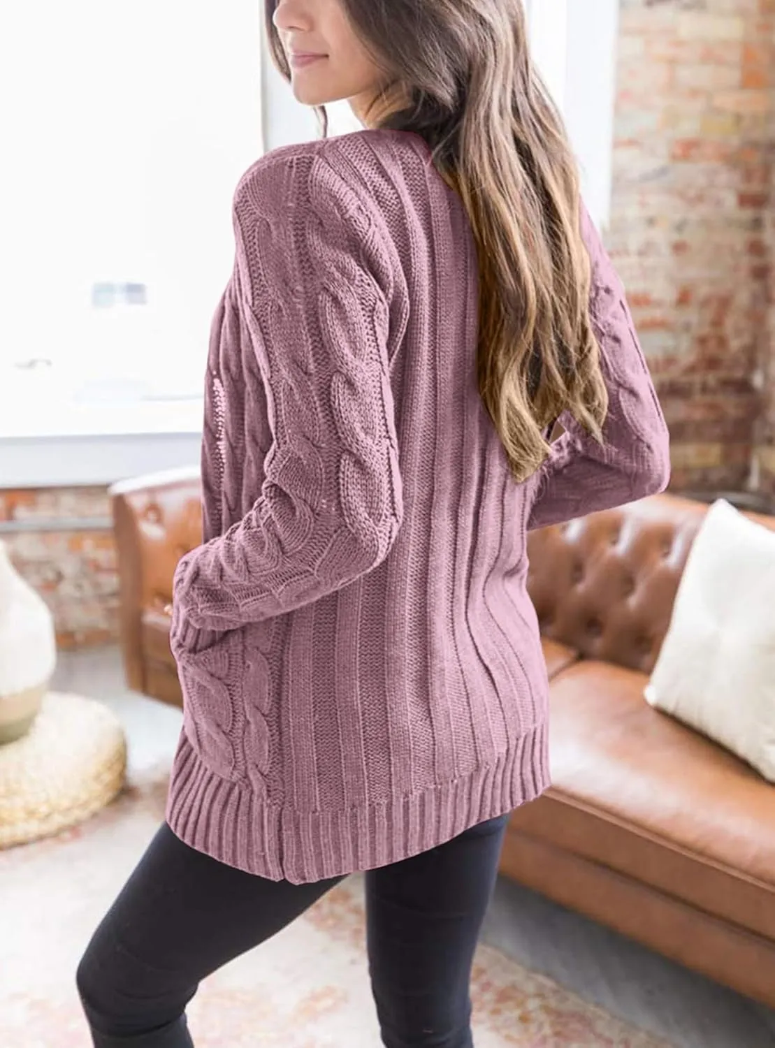 PRETTYGARDEN Women's Open Front Cardigan Sweaters Fall Fashion Button Down Cable Knit Chunky Winter Outerwear Coats