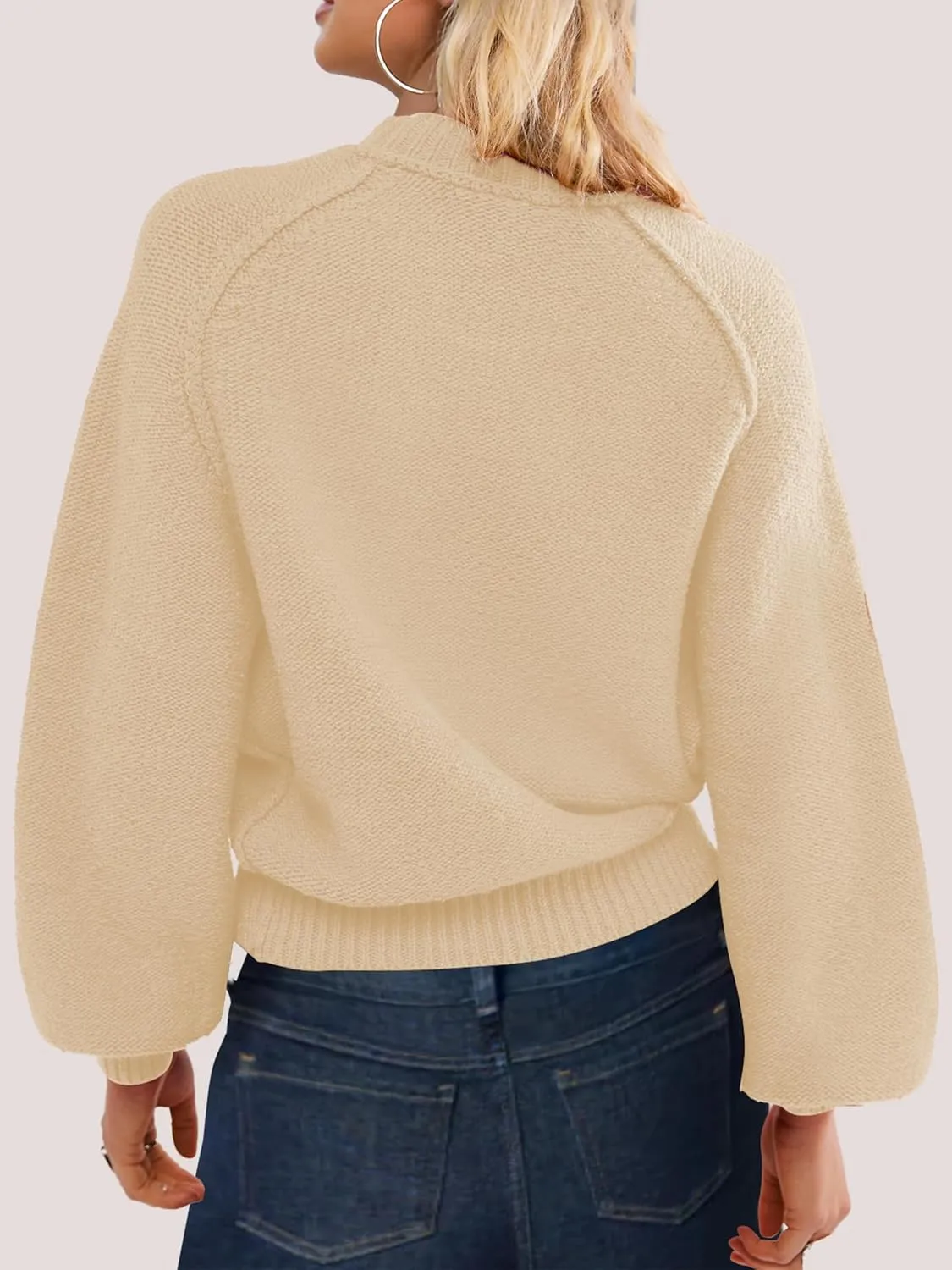 SuperPrity Sweaters for Women Fall 2024 Mock Neck Long Sleeve Knit Oversized Cropped Pullover Sweaters Top Trendy Outfits