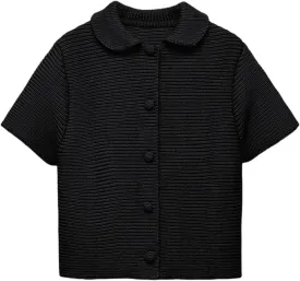 Tanming Womens Cardigan Sweaters Soft Chunky Knit Top Short Sleeve Button Loose Outerwear Sweater