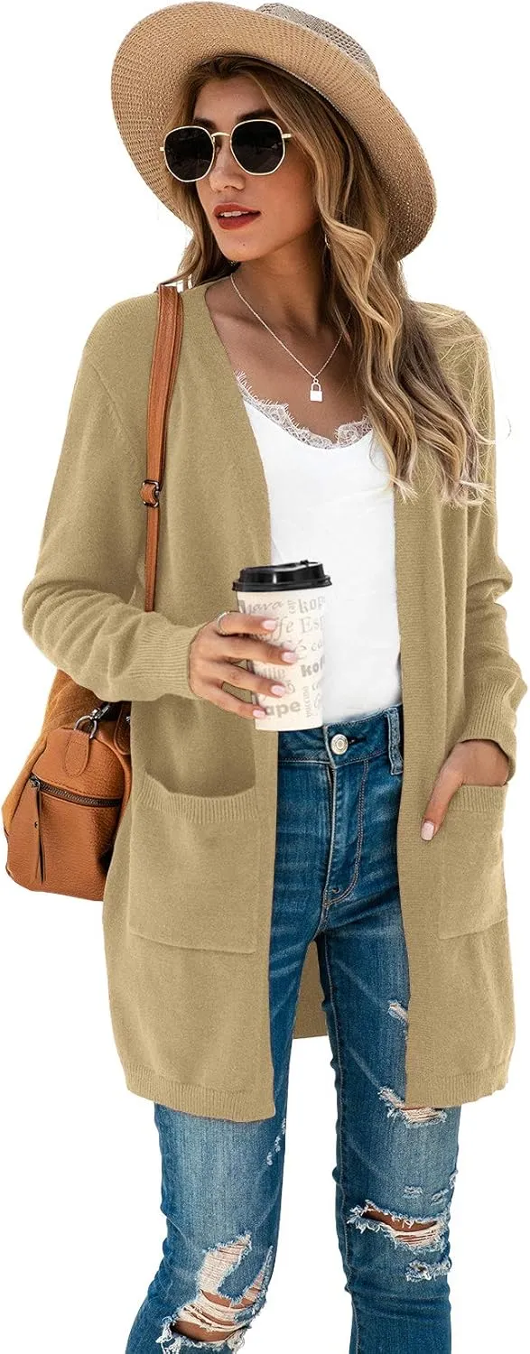 TASAMO Womens Color Block Striped Draped Kimono Cardigan Long Sleeve Open Front Casual Knit Sweaters Coat Soft Outwear