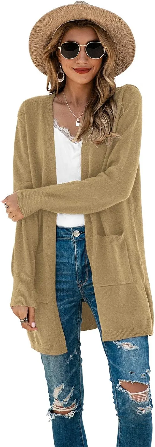 TASAMO Womens Color Block Striped Draped Kimono Cardigan Long Sleeve Open Front Casual Knit Sweaters Coat Soft Outwear