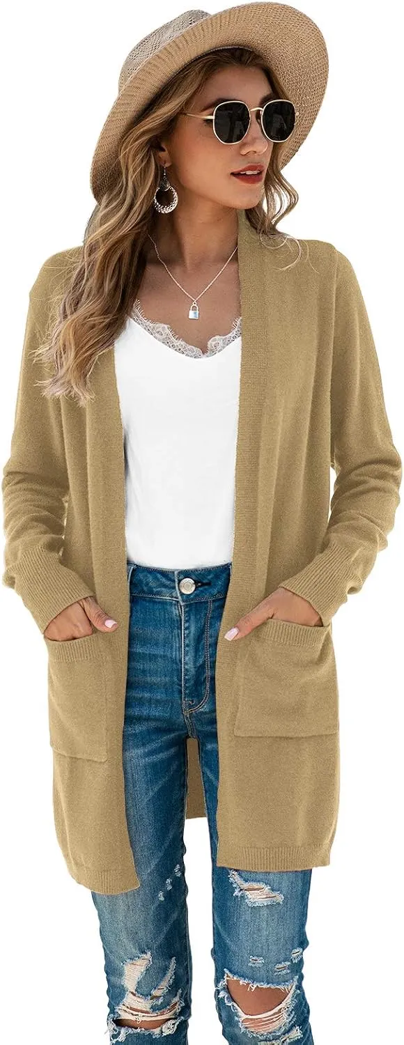 TASAMO Womens Color Block Striped Draped Kimono Cardigan Long Sleeve Open Front Casual Knit Sweaters Coat Soft Outwear