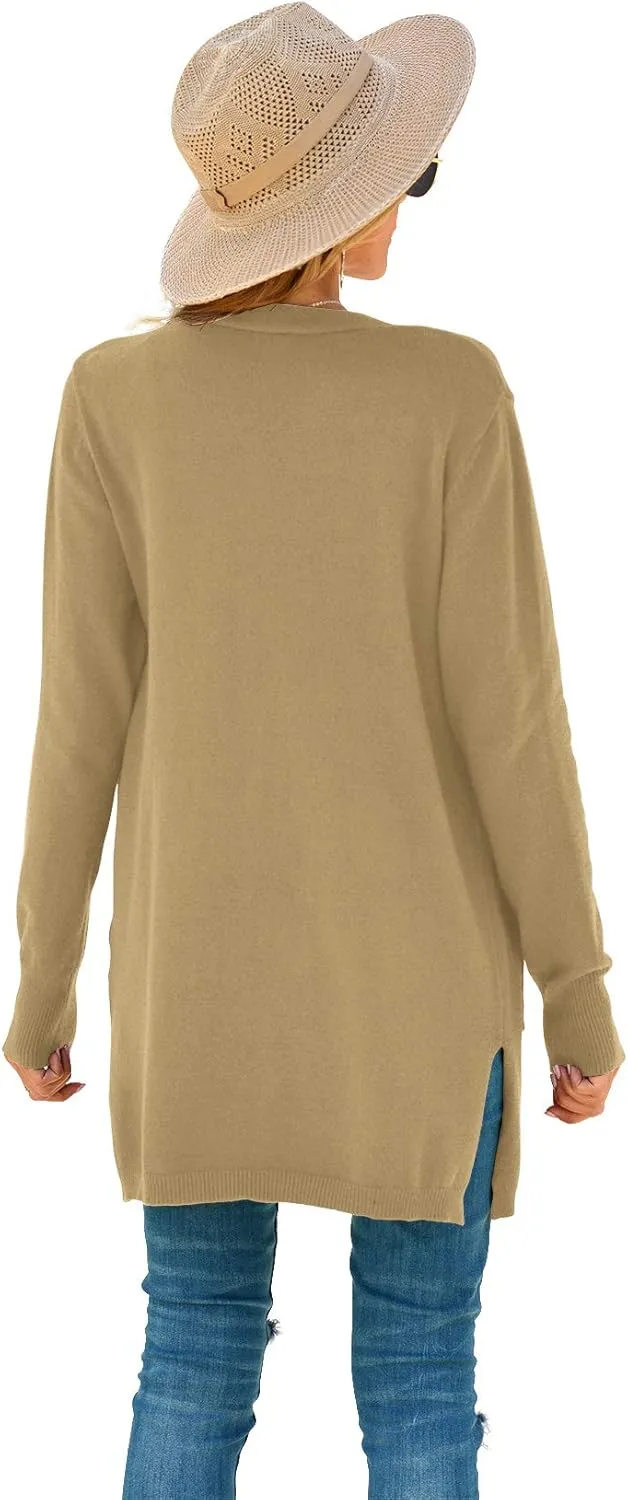 TASAMO Womens Color Block Striped Draped Kimono Cardigan Long Sleeve Open Front Casual Knit Sweaters Coat Soft Outwear