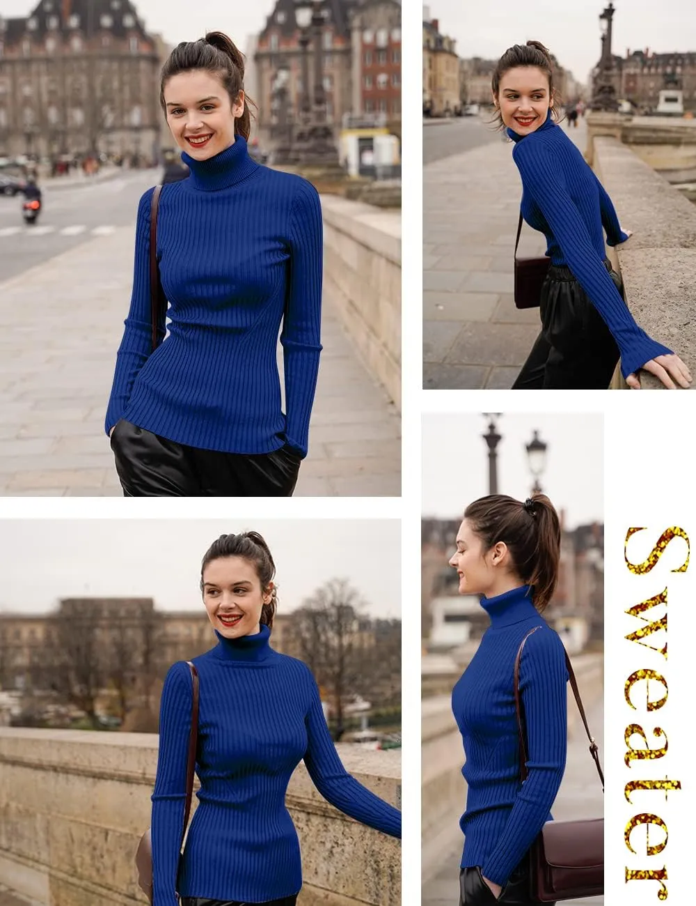 v28 Turtleneck Ribbed Sweaters for Women Cute Sexy Knitted Warm Fitted Sweater
