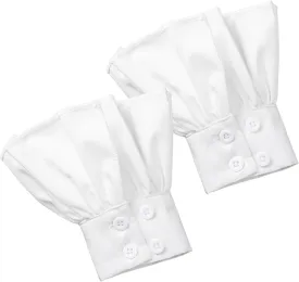 Women's Fake Sleeve Cuffs, 1 Pair White Versatile Shirt Cuffs, Fashion Pleated Oversleeve, Detachable French Shirt Gloves, Suit Sleeve Extender for fake collar Sweater Suit Blouse Coat Accessories