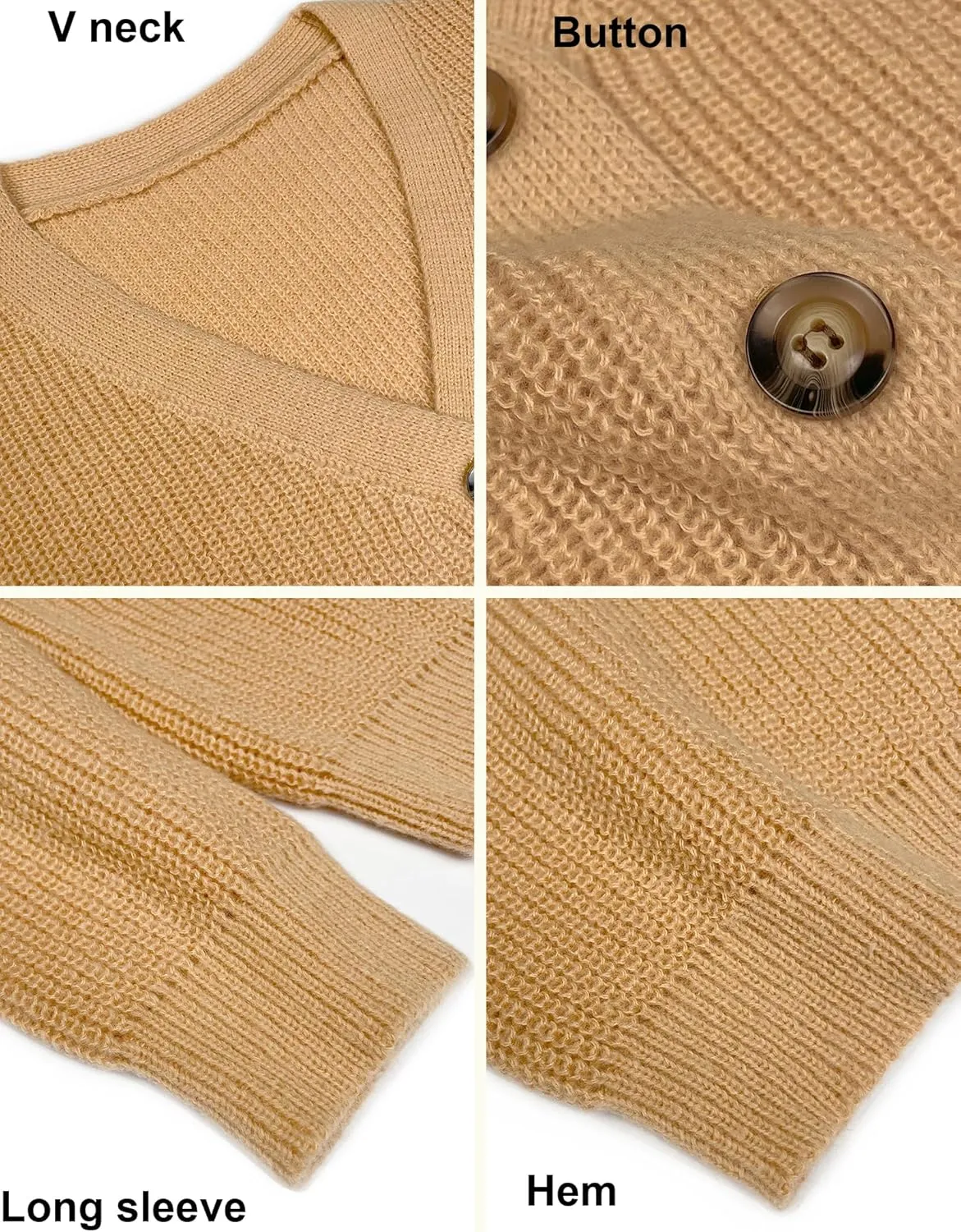 Womens Fall Laies Cute Ribbed Knit V Neck Color Block Striped Button Fake Pocket Long Sleeve Sweater Cardigan 2024