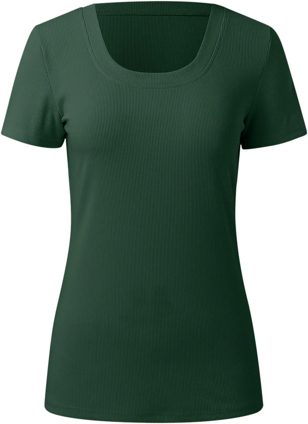 Womens Summer Short Sleeve Tops Square Neck Ribbed Slim Fitted Shirts Casual Tee Tshirt Couples Christmas Shirts