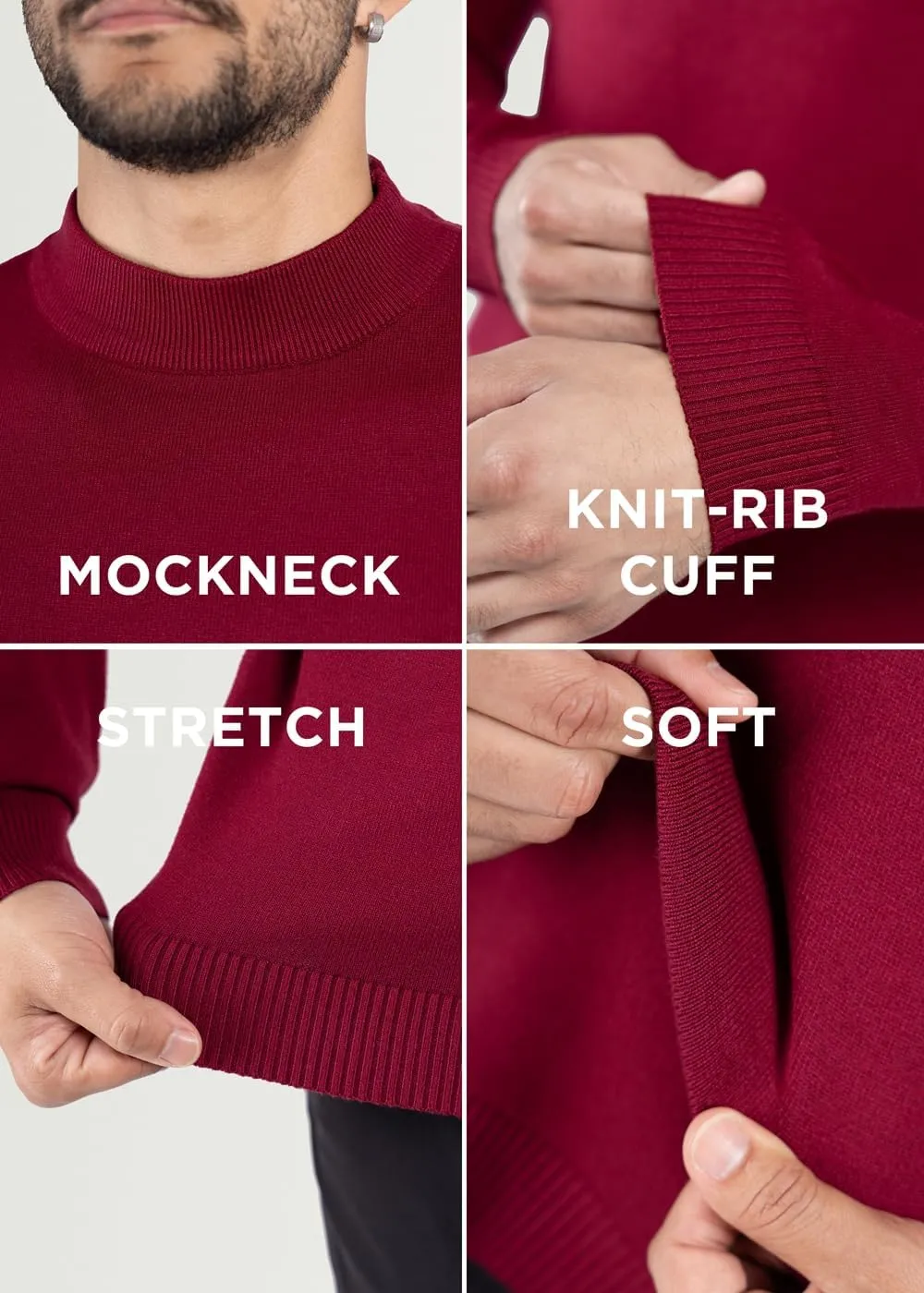 X RAY Mens Mock Neck Sweater, Soft Slim Fit Pullover Top, Basic Mock Neck Sweater for Men