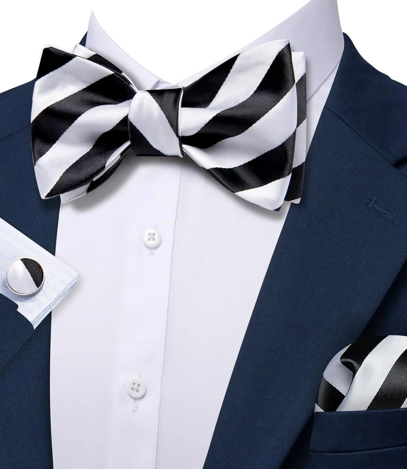 YOHOWA Bow Ties for Men Paisley Self Tie Bowtie Pocket Square Cufflinks Set Classic Woven Formal Wedding Tuxedo Party